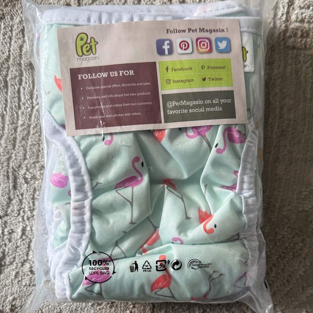 Flamingo Print Small Pet Diaper Cover - Mint Green